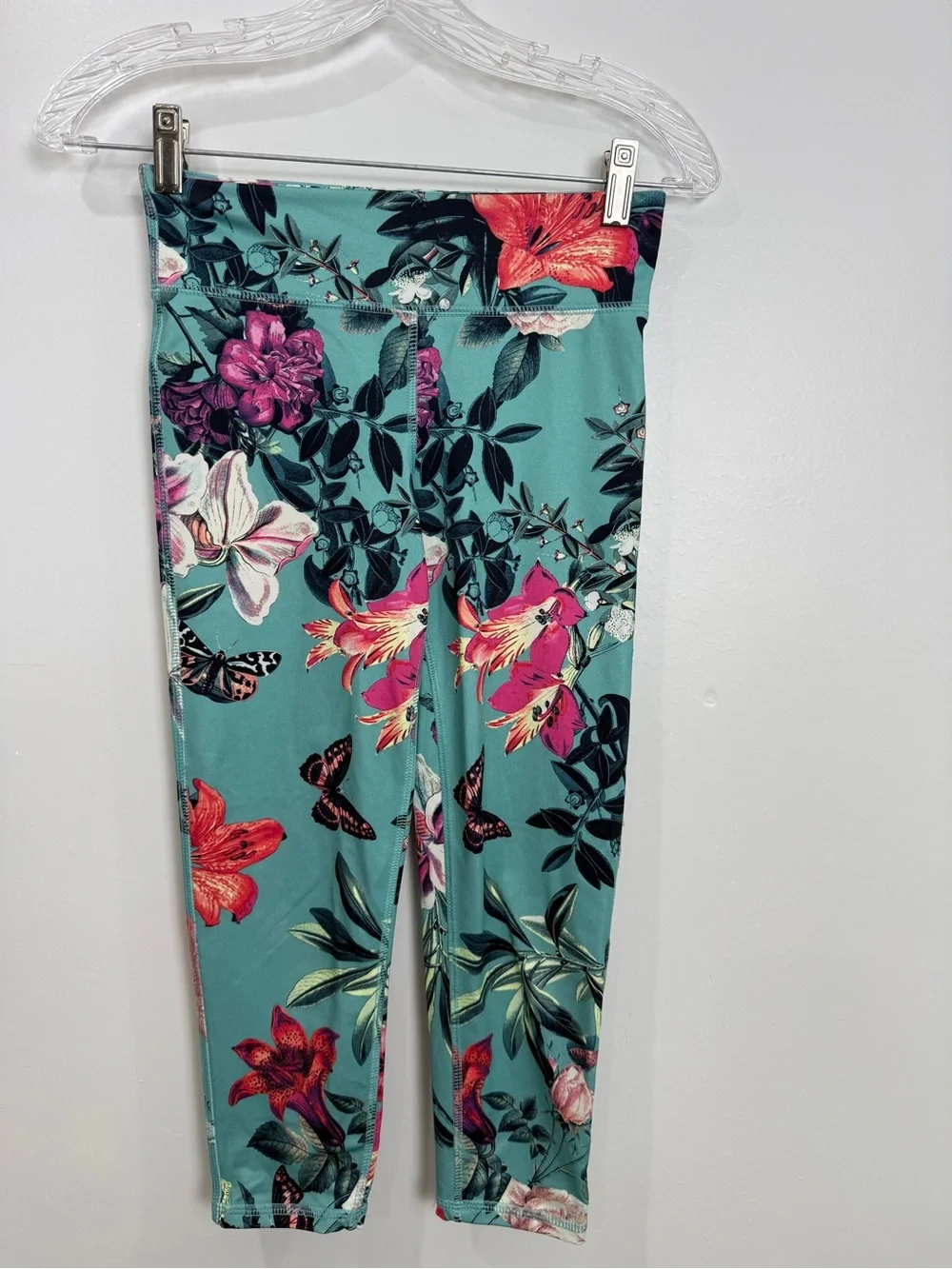 GAP Teal Floral & Butterfly Print Kids Leggings